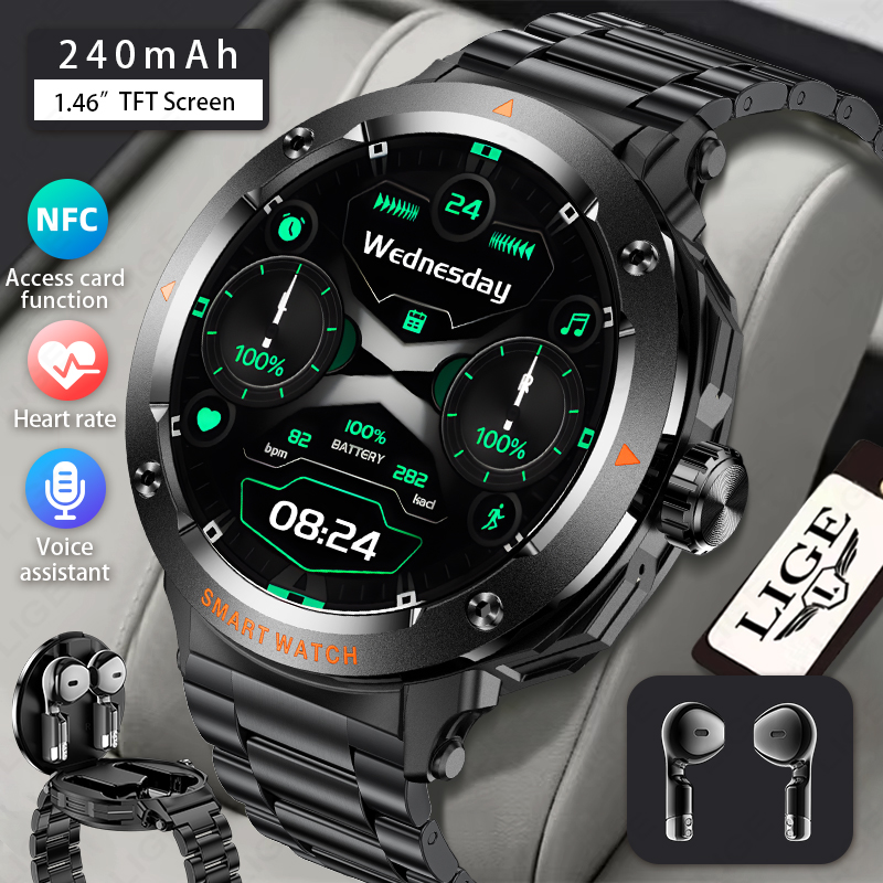 Smartwatch Headset - LIGE Herren-Kopfhörer Smartwatch Bluetooth-Anruf Damen Sport