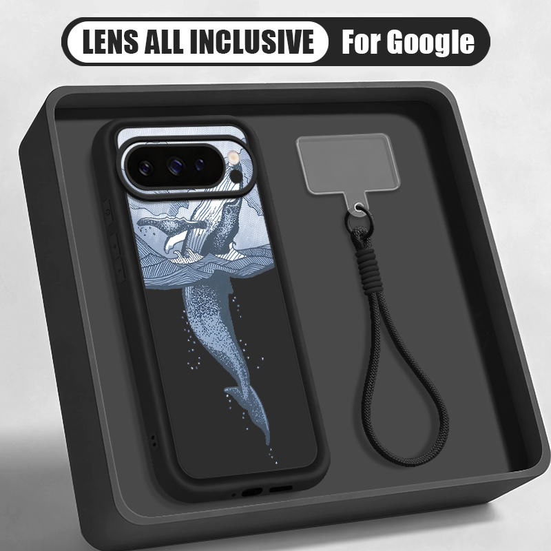 Google Pixel 9 Pro - Handgelenkschlaufen-Hülle mit Buckelwal-Print für Google Pixel