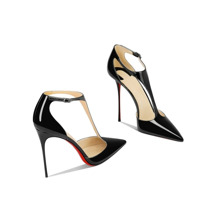 Leather Classic Strap - Schwarze Lackleder Spitze Stiletto-Absätze Frühjahr 2026