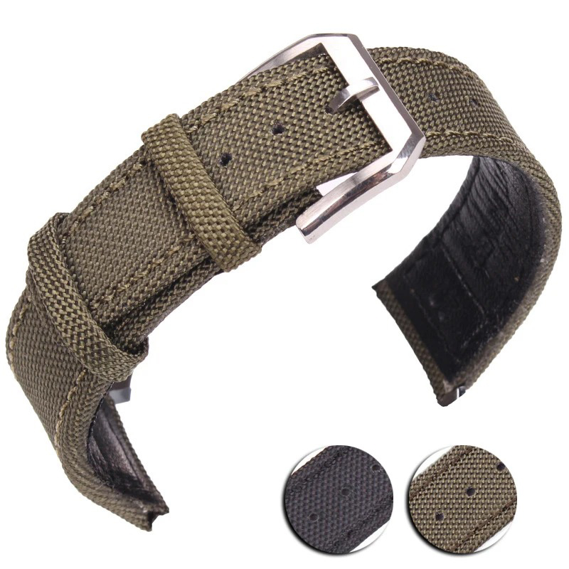 Nylon Nato Strap - Nylon-Uhrenarmband aus echtem Leder, 20 mm,