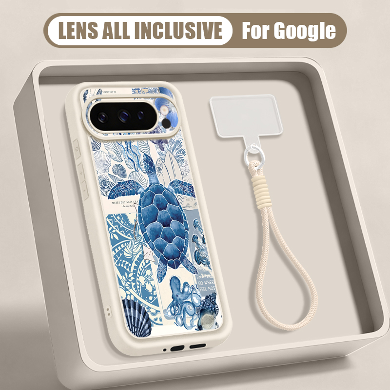Google Pixel 8A - Handgelenkschlaufen-Hülle mit Meeresschildkröten-Print für Google Pixel
