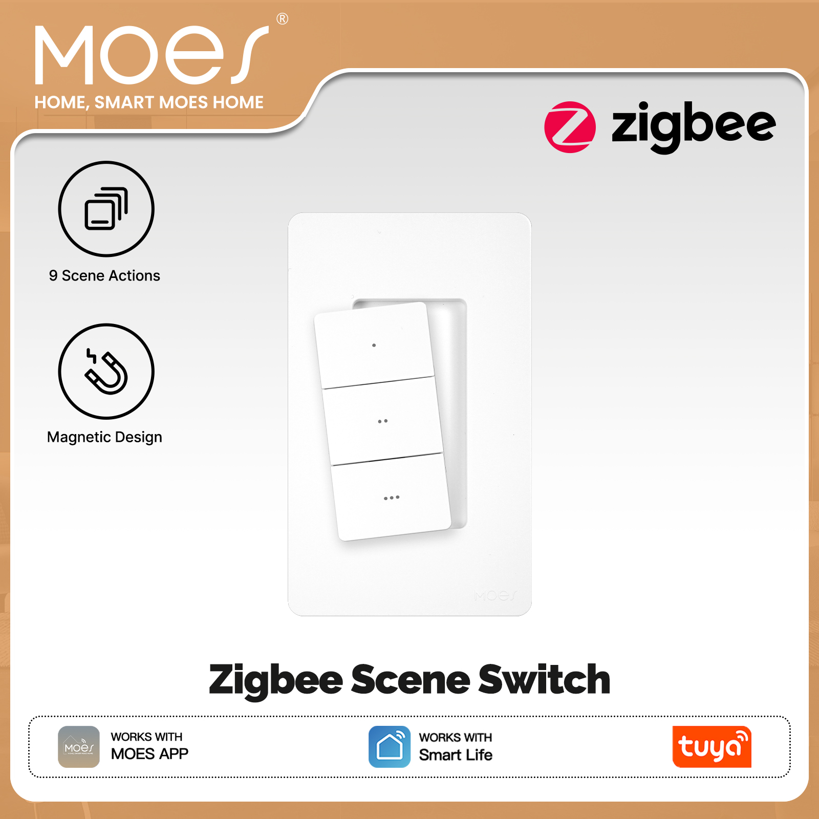 Smart Accessories - MOES Tuya Zigbee Smart Kabelloser Szenenschalter