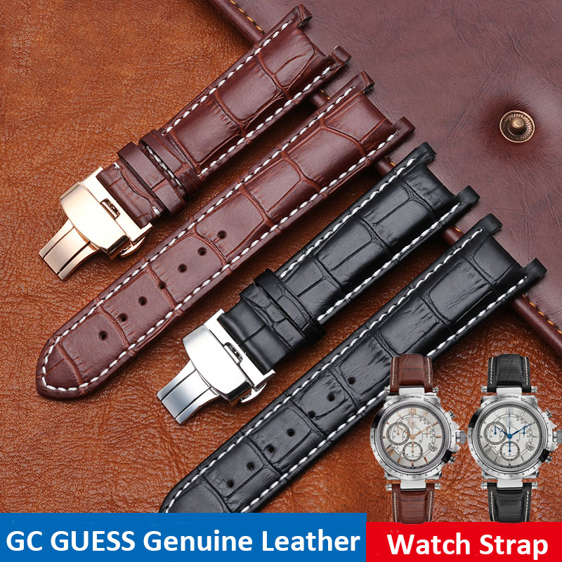 Smartwatch Guess - Gekerbtes Leder-Uhrenarmband 20 x 11 mm,