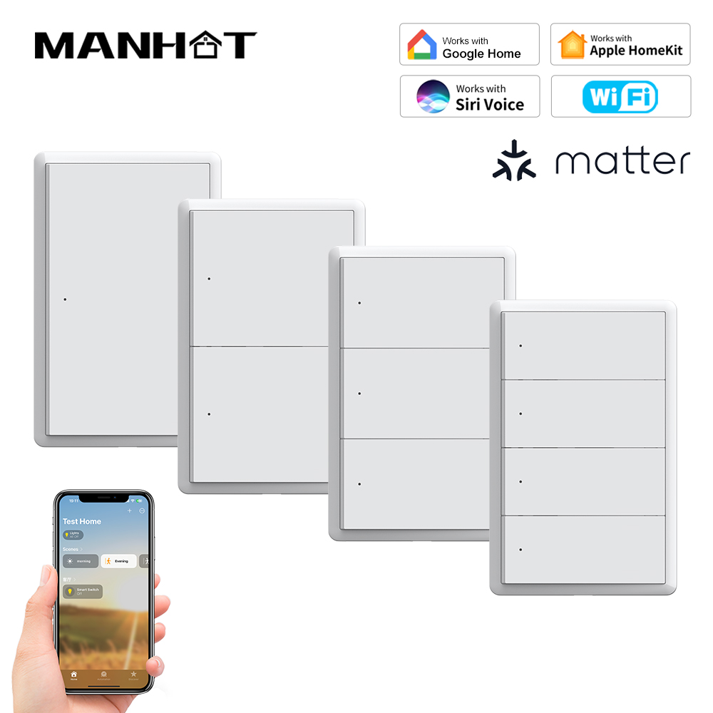 Smart Accessories - MANHOT Homekit WLAN-Smart-Schalter ohne Neutralleiter US-Schalter