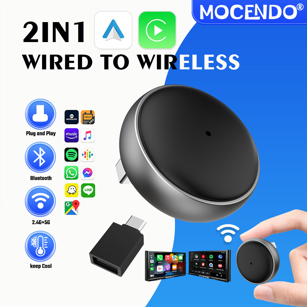 Smart Accessories - MOCENDO 2-in-1 Kabelgebundener zu Kabelloser CarPlay-Adapter