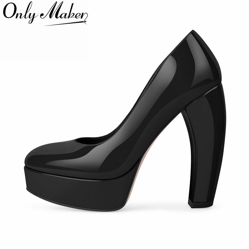 Leather Classic Strap - Onlymaker Damen-Pumps mit runder Zehenpartie, Plateau,