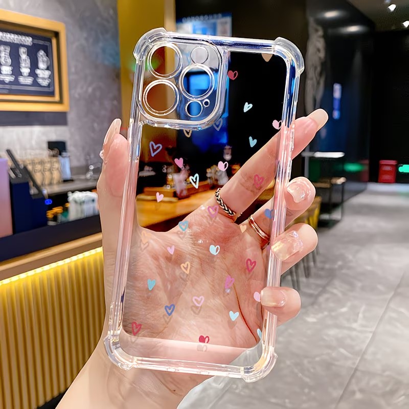 Apple Iphone 15 - Transparente Eckenschutz-Handyhülle mit Bunten Herzen für