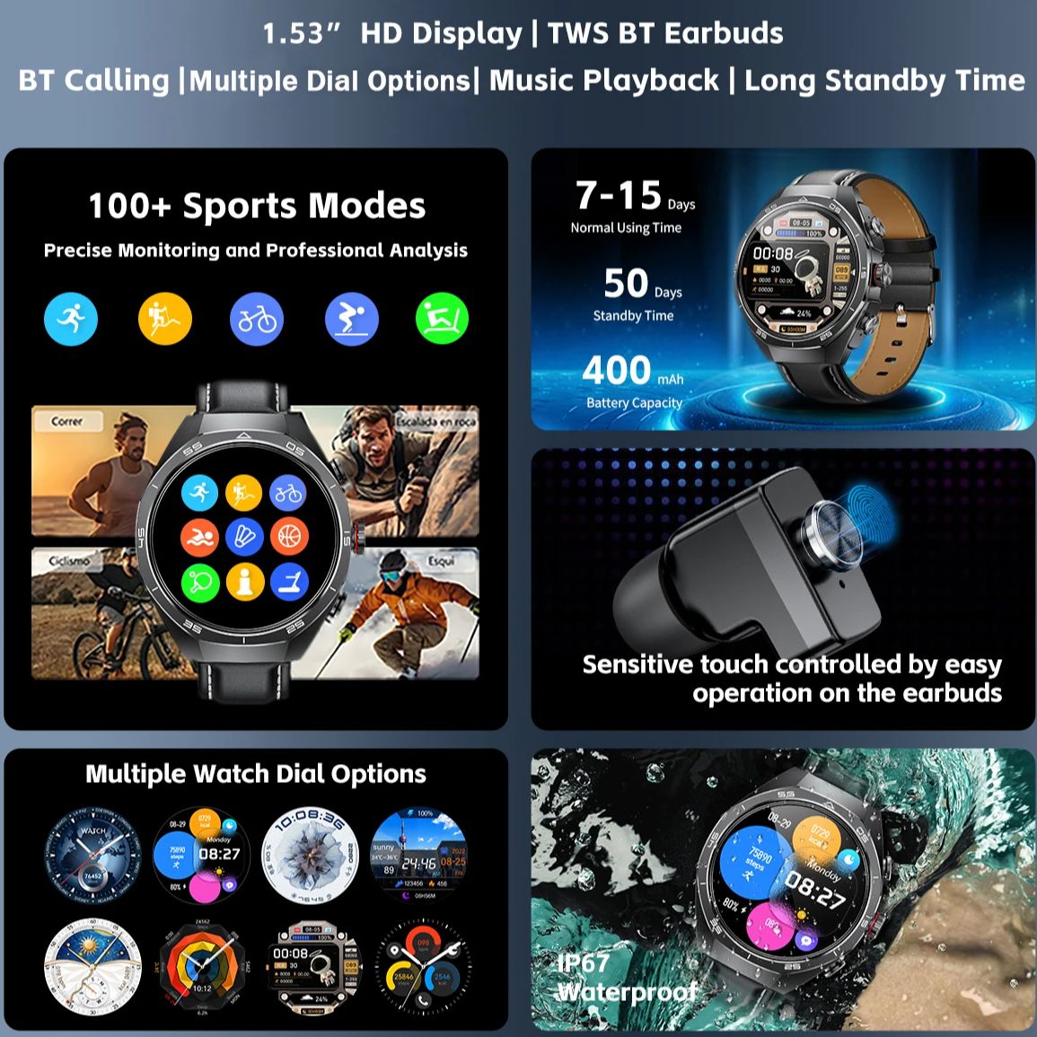 NFC-Headset Smartwatch 2-in-1  – Smartwatch Headset Bewertung und Preis